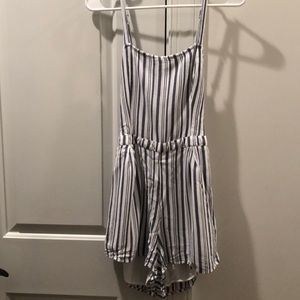 Hollister Romper blue and white stripe